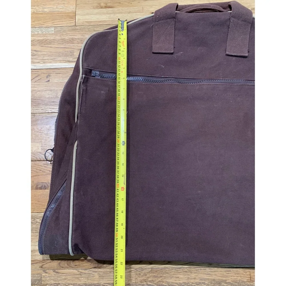 Lands End Square Rigger Garment Bag Brown Canvas Vintage Retro Travel Minimalist